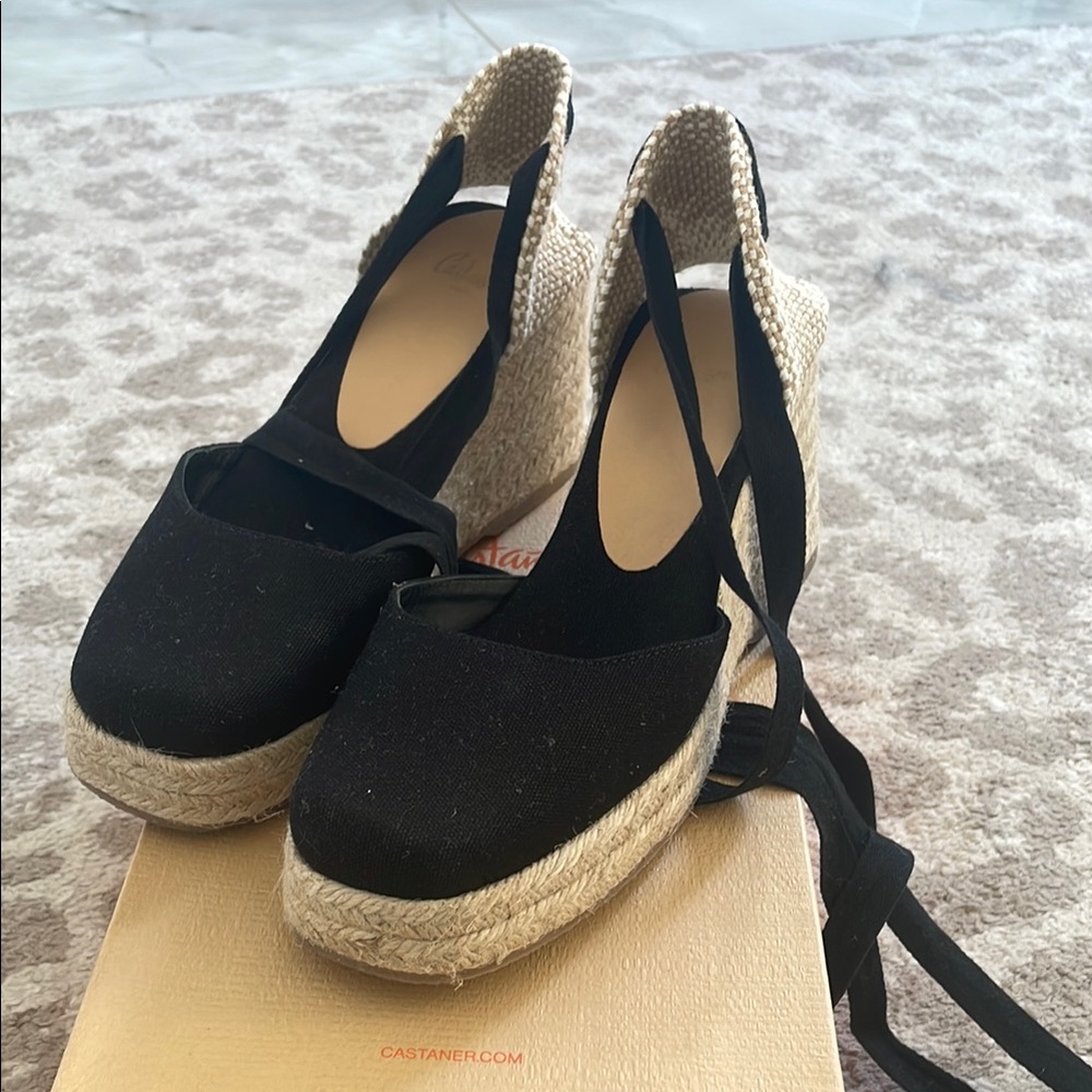 Castaner Black Espadrille Wedge Sandals